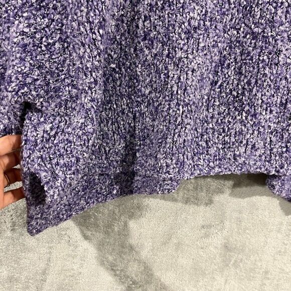 Free People BFF Pullover Sweater Purple Grape Plush Cowl Neck Boxy Oversized Sm - Picture 6 of 13